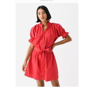 STARKx Abbey Dress Medium Button Down Mini Length Coral Pink Short Sleeve Cotton